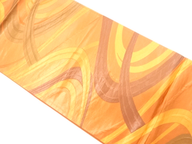 JAPANESE KIMONO / ANTIQUE FUKURO OBI / SILK / URUSHI / WOVEN ABSTRACT PATTERN